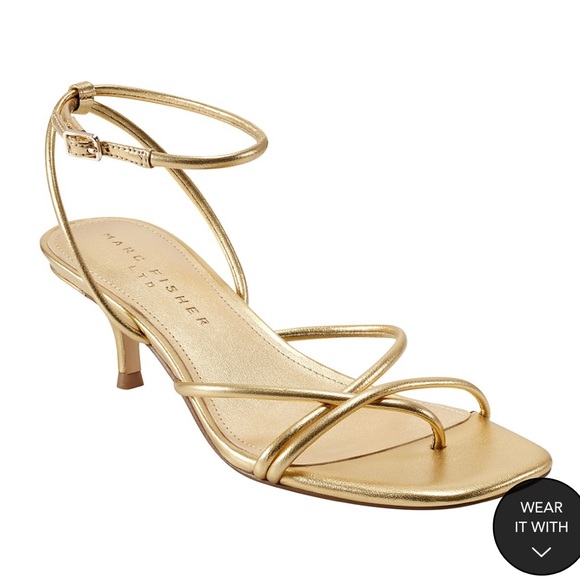 Marc Fisher Ballen Sandals Gold - Picture 1 of 5